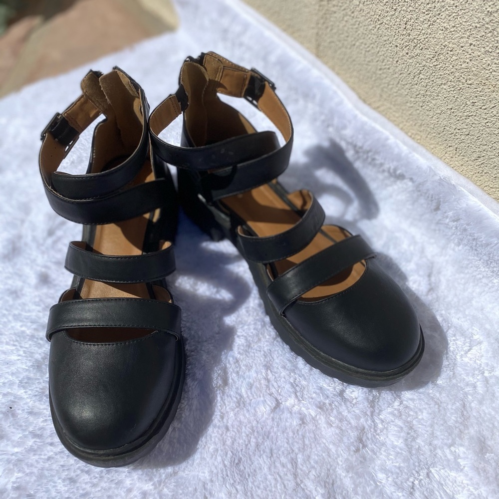 Qupid Black Strappy Heels
